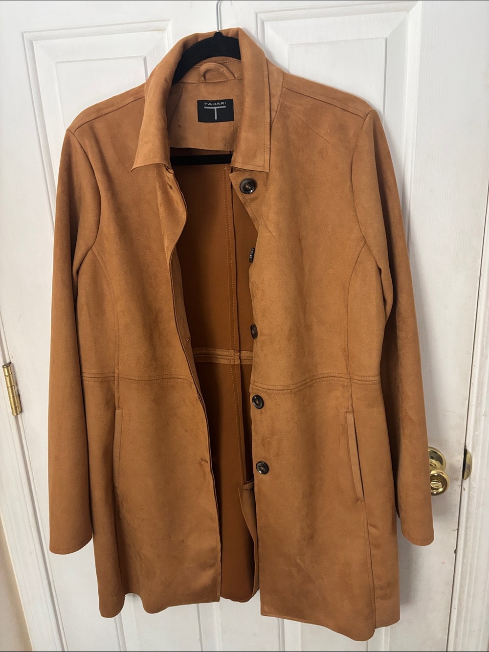 Tahari Tan Suede Trench Coat